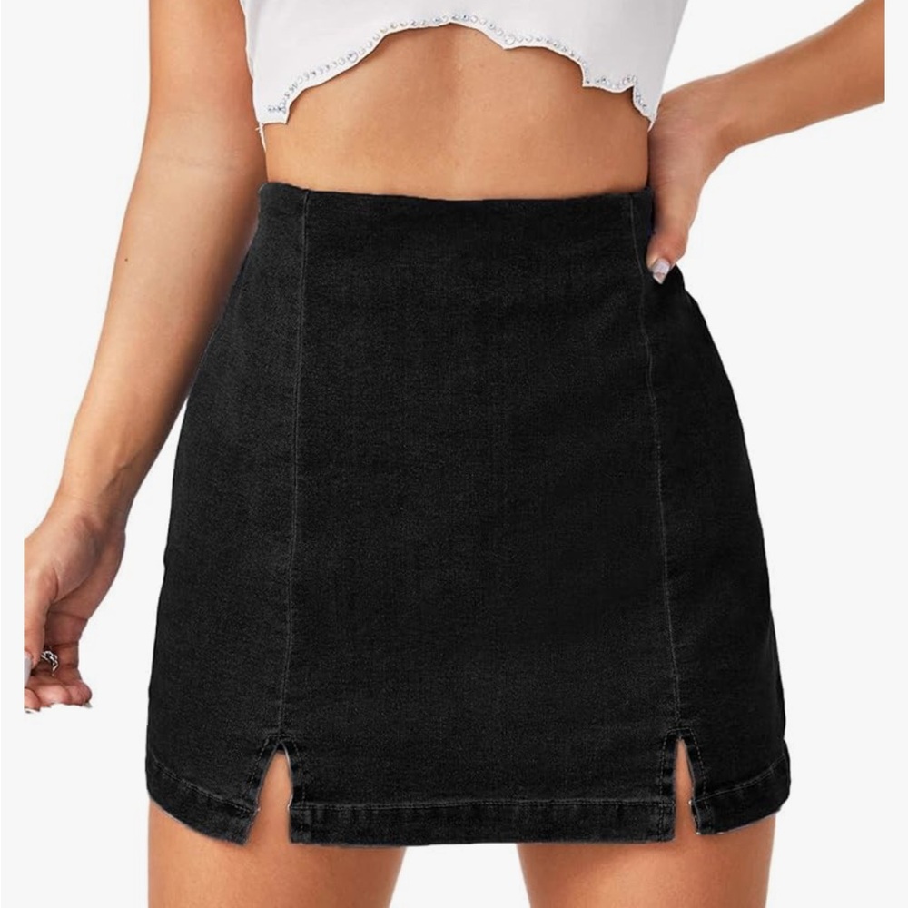 Floerns Women's Casual Split Hem High Waist Denim Skorts Skirt Shorts